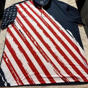 Snake Eyes XXL Navy and Red Striped Men's Polo Shirt